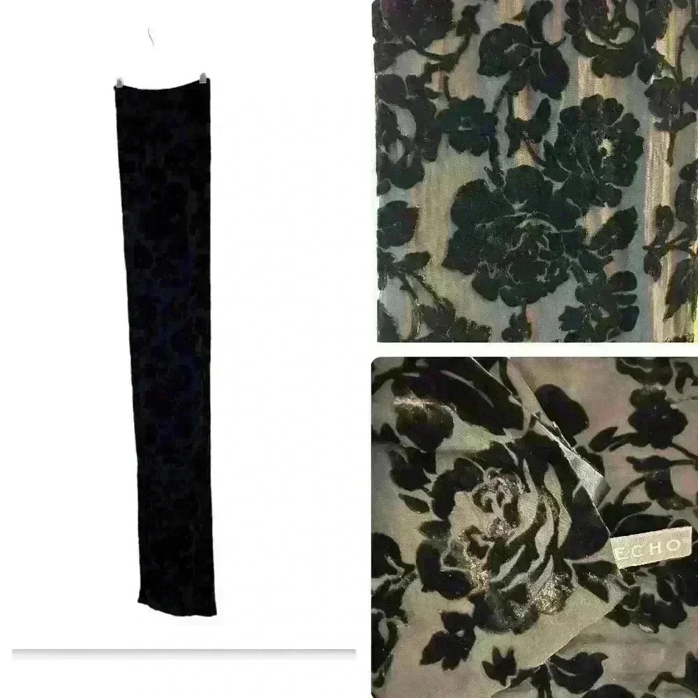 Echo silk and velvet scarf